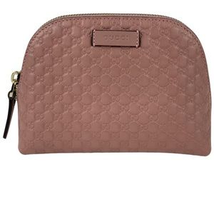 Authentic Gucci Mint Pink Micro Guccissima Leather Pouch Cosmetic Bag